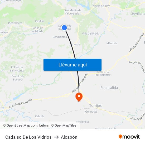 Cadalso De Los Vidrios to Alcabón map