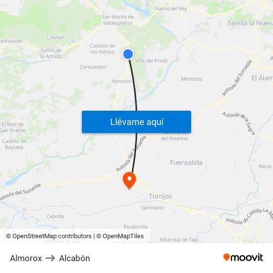 Almorox to Alcabón map