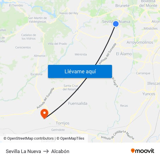 Sevilla La Nueva to Alcabón map