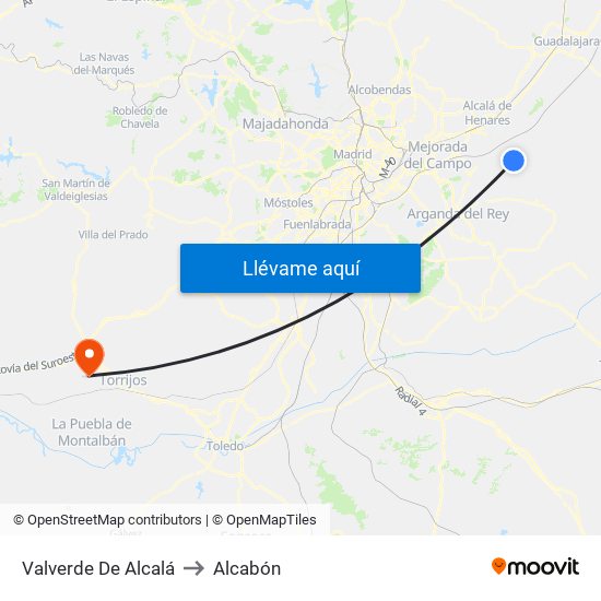 Valverde De Alcalá to Alcabón map