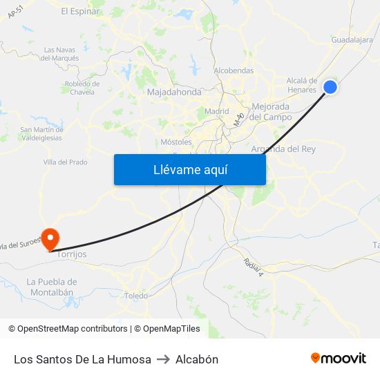 Los Santos De La Humosa to Alcabón map