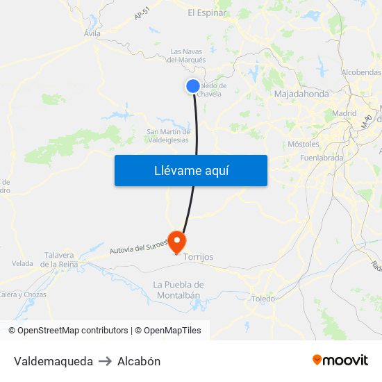 Valdemaqueda to Alcabón map