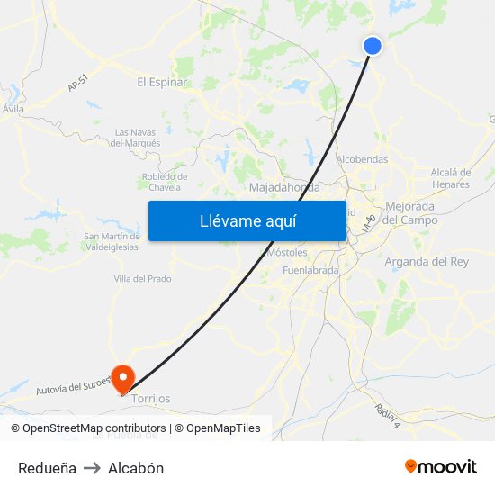Redueña to Alcabón map