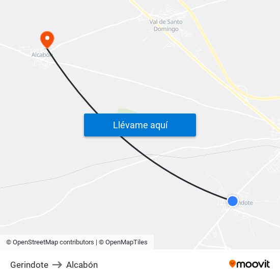 Gerindote to Alcabón map