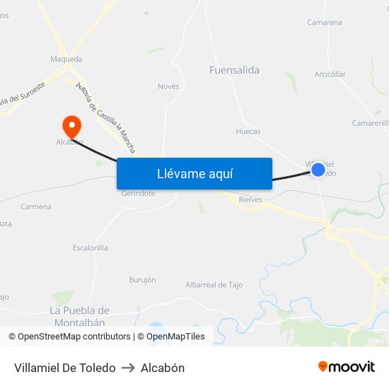 Villamiel De Toledo to Alcabón map