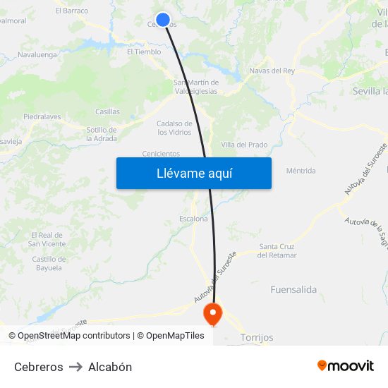 Cebreros to Alcabón map