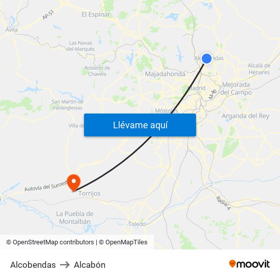 Alcobendas to Alcabón map