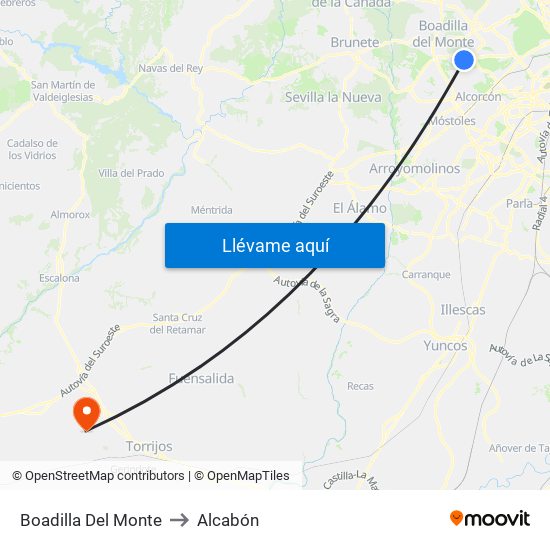 Boadilla Del Monte to Alcabón map