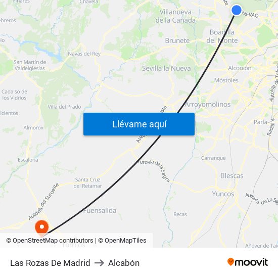 Las Rozas De Madrid to Alcabón map