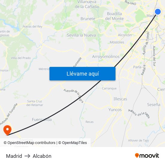 Madrid to Alcabón map