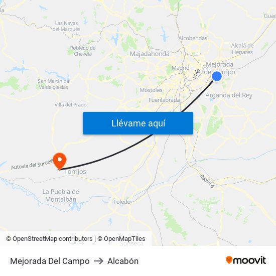 Mejorada Del Campo to Alcabón map