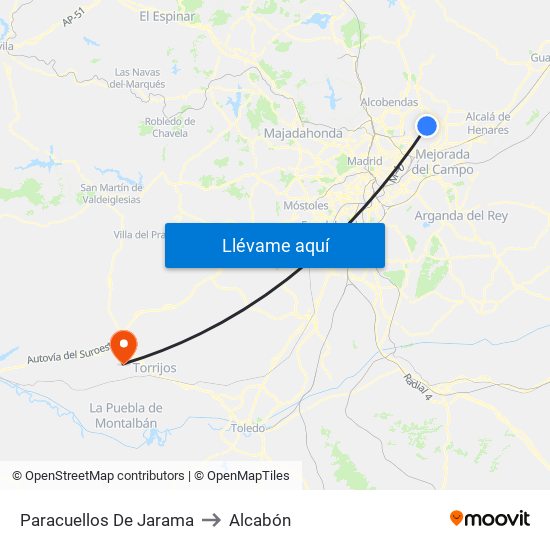 Paracuellos De Jarama to Alcabón map