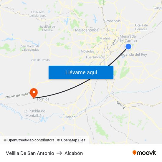 Velilla De San Antonio to Alcabón map