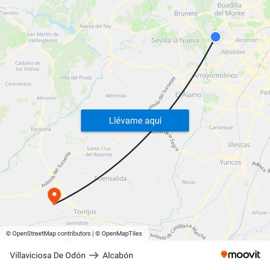Villaviciosa De Odón to Alcabón map