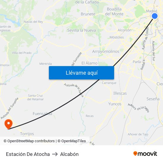 Estación De Atocha to Alcabón map
