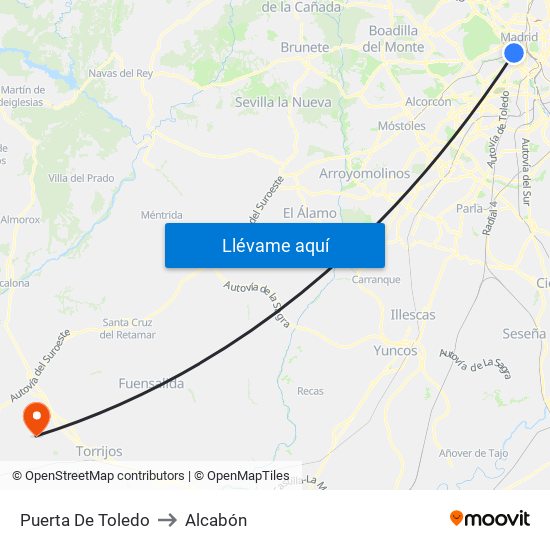 Puerta De Toledo to Alcabón map