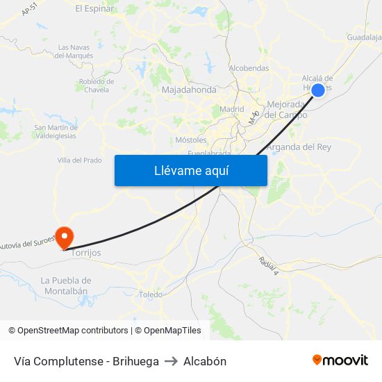 Vía Complutense - Brihuega to Alcabón map