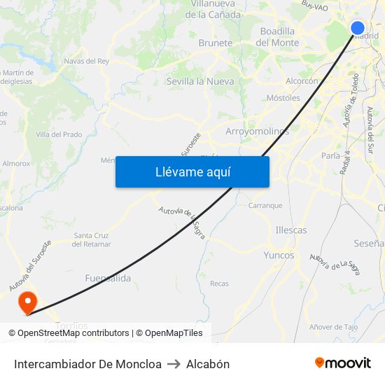 Intercambiador De Moncloa to Alcabón map