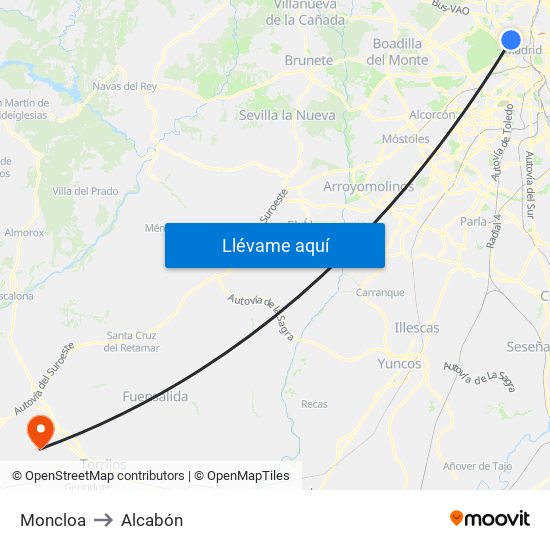 Moncloa to Alcabón map