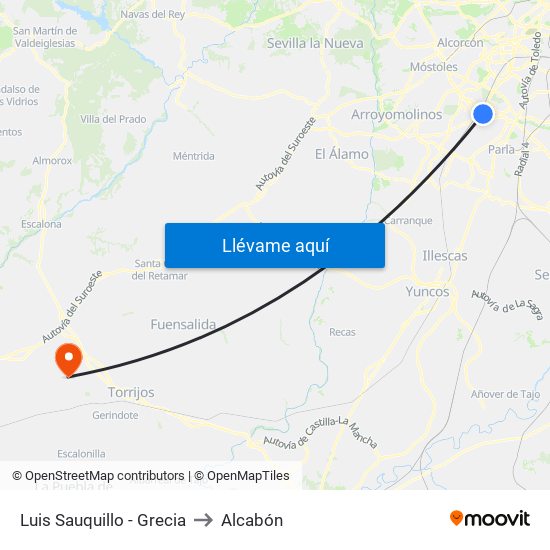 Luis Sauquillo - Grecia to Alcabón map