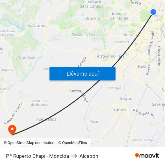 P.º Ruperto Chapí - Moncloa to Alcabón map