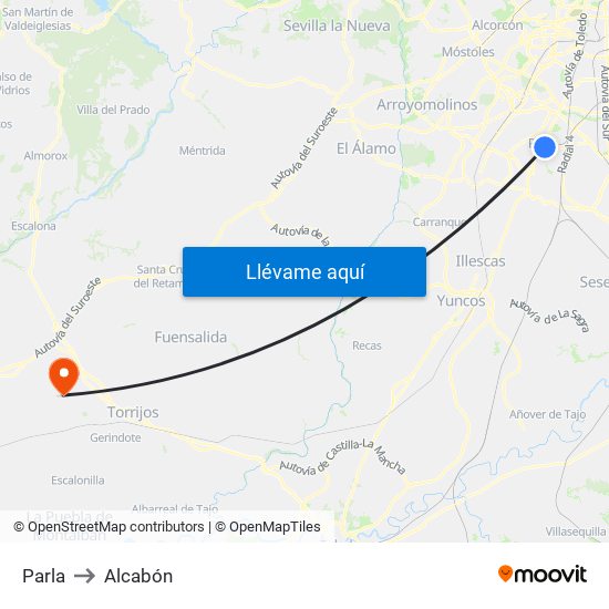 Parla to Alcabón map