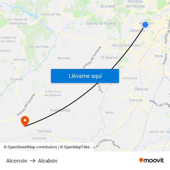 Alcorcón to Alcabón map