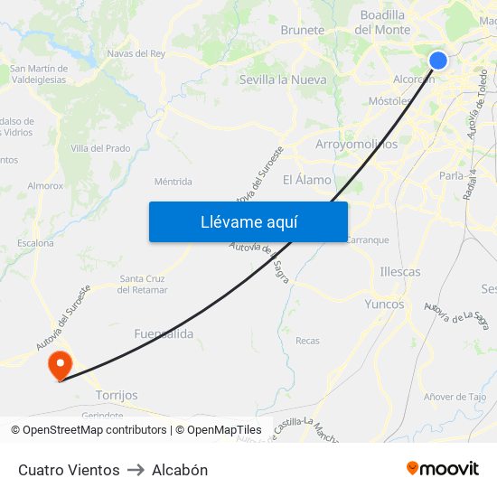 Cuatro Vientos to Alcabón map