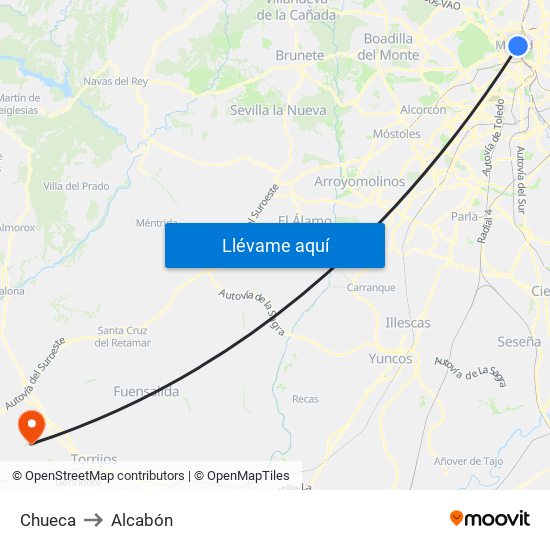 Chueca to Alcabón map