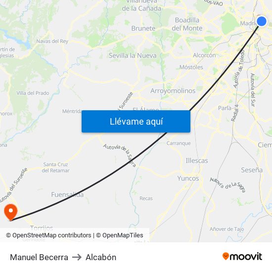 Manuel Becerra to Alcabón map