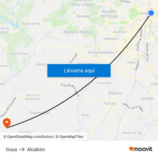 Goya to Alcabón map