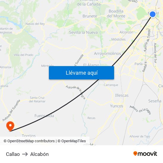 Callao to Alcabón map