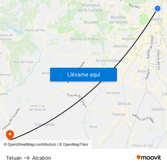 Tetuán to Alcabón map