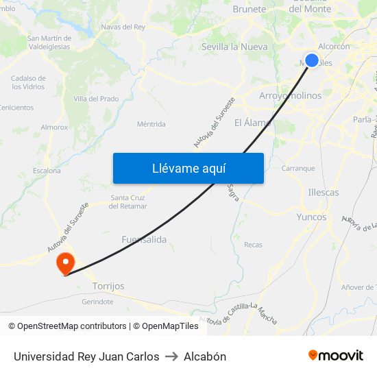 Universidad Rey Juan Carlos to Alcabón map