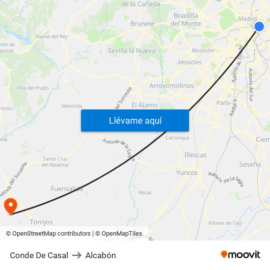 Conde De Casal to Alcabón map