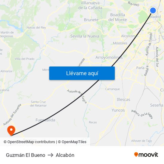 Guzmán El Bueno to Alcabón map