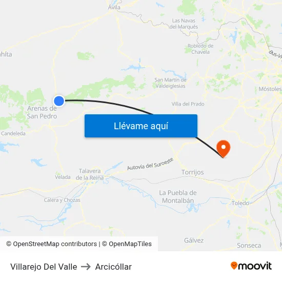 Villarejo Del Valle to Arcicóllar map