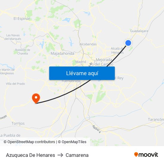 Azuqueca De Henares to Camarena map