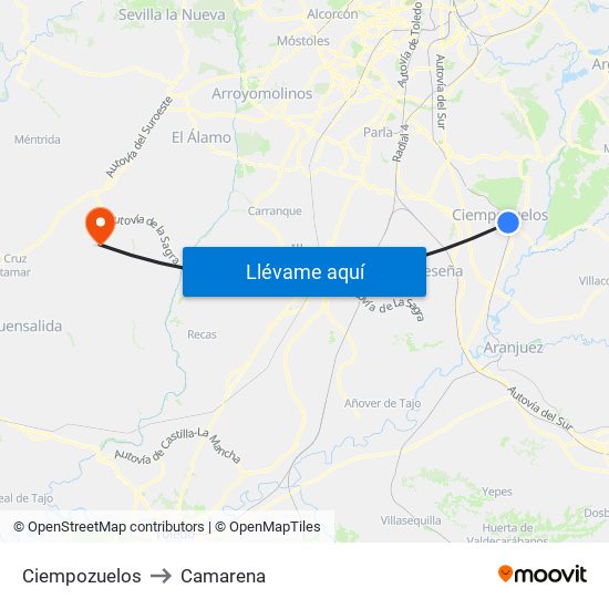 Ciempozuelos to Camarena map