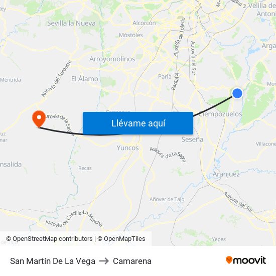 San Martín De La Vega to Camarena map