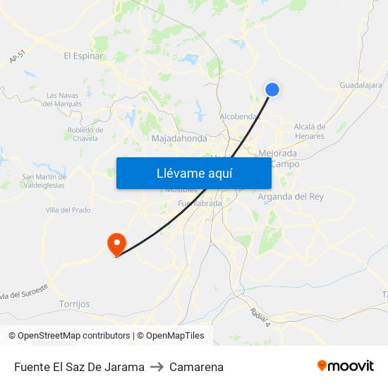 Fuente El Saz De Jarama to Camarena map