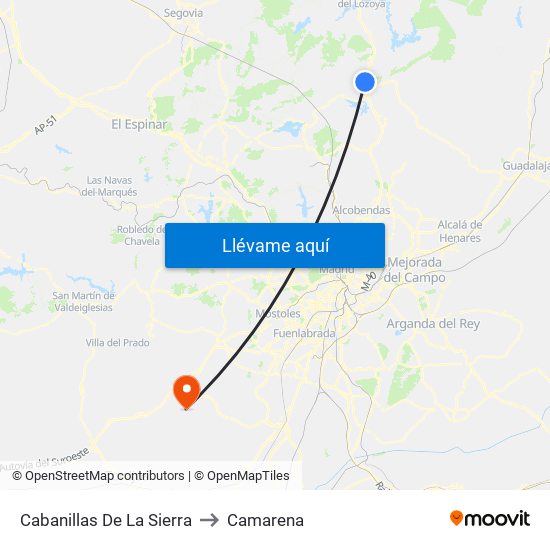 Cabanillas De La Sierra to Camarena map