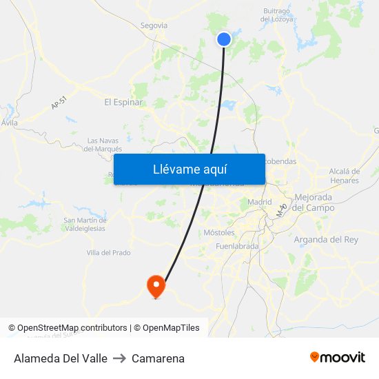 Alameda Del Valle to Camarena map