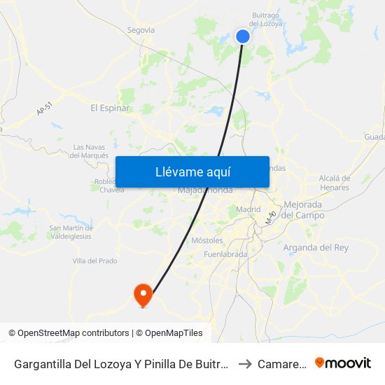 Gargantilla Del Lozoya Y Pinilla De Buitrago to Camarena map