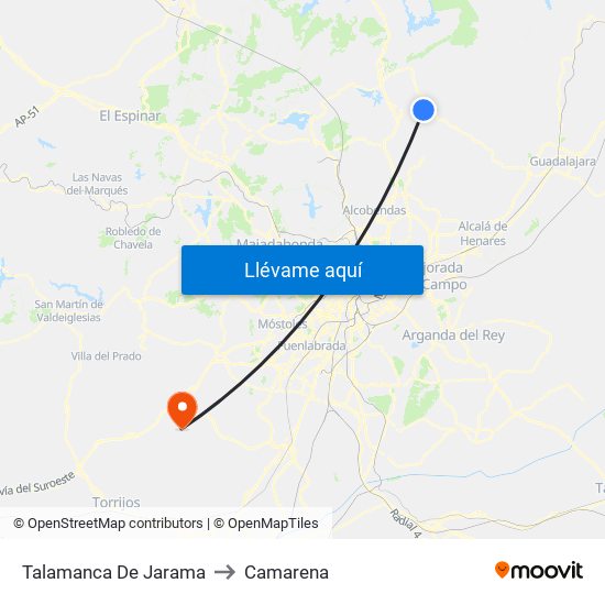 Talamanca De Jarama to Camarena map