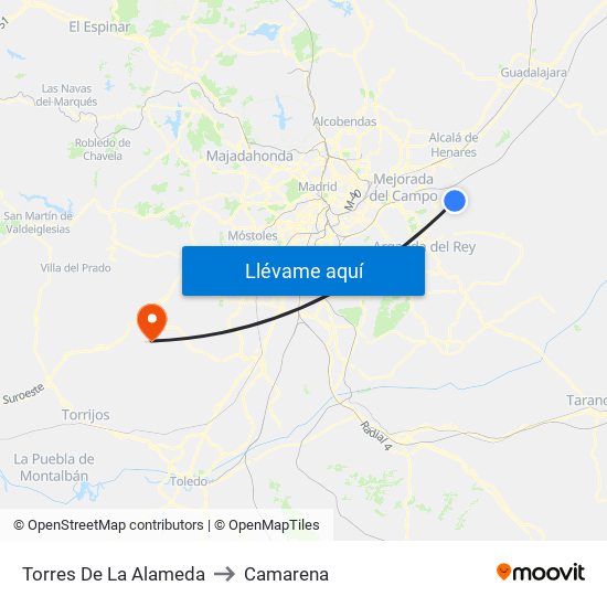 Torres De La Alameda to Camarena map