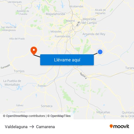 Valdelaguna to Camarena map