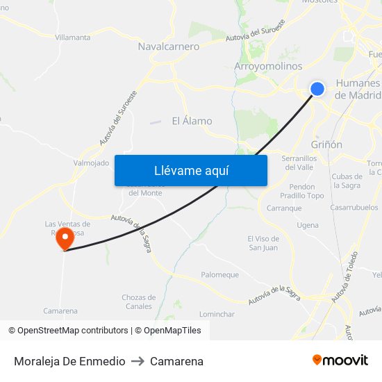 Moraleja De Enmedio to Camarena map