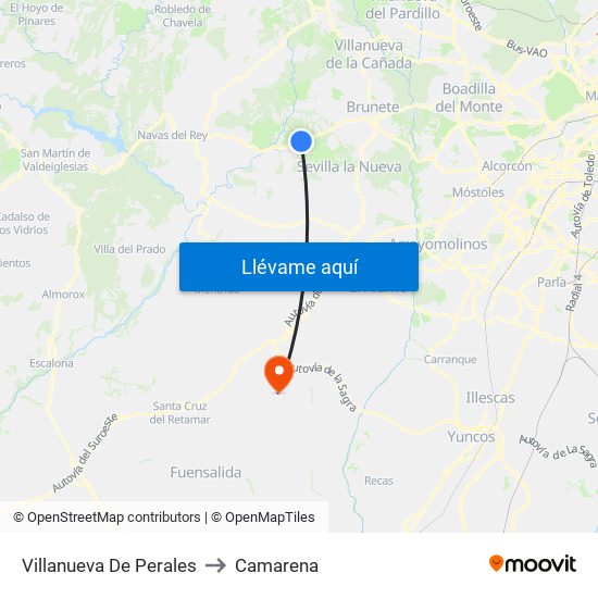 Villanueva De Perales to Camarena map