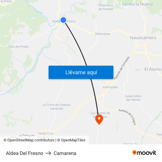 Aldea Del Fresno to Camarena map
